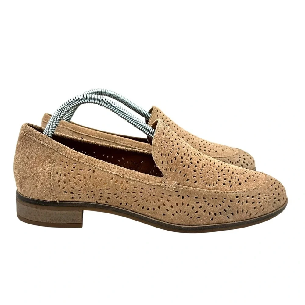 Clarks Women's Sand Trish Calla Perforated Suede Loafers Shoes Size 10 M